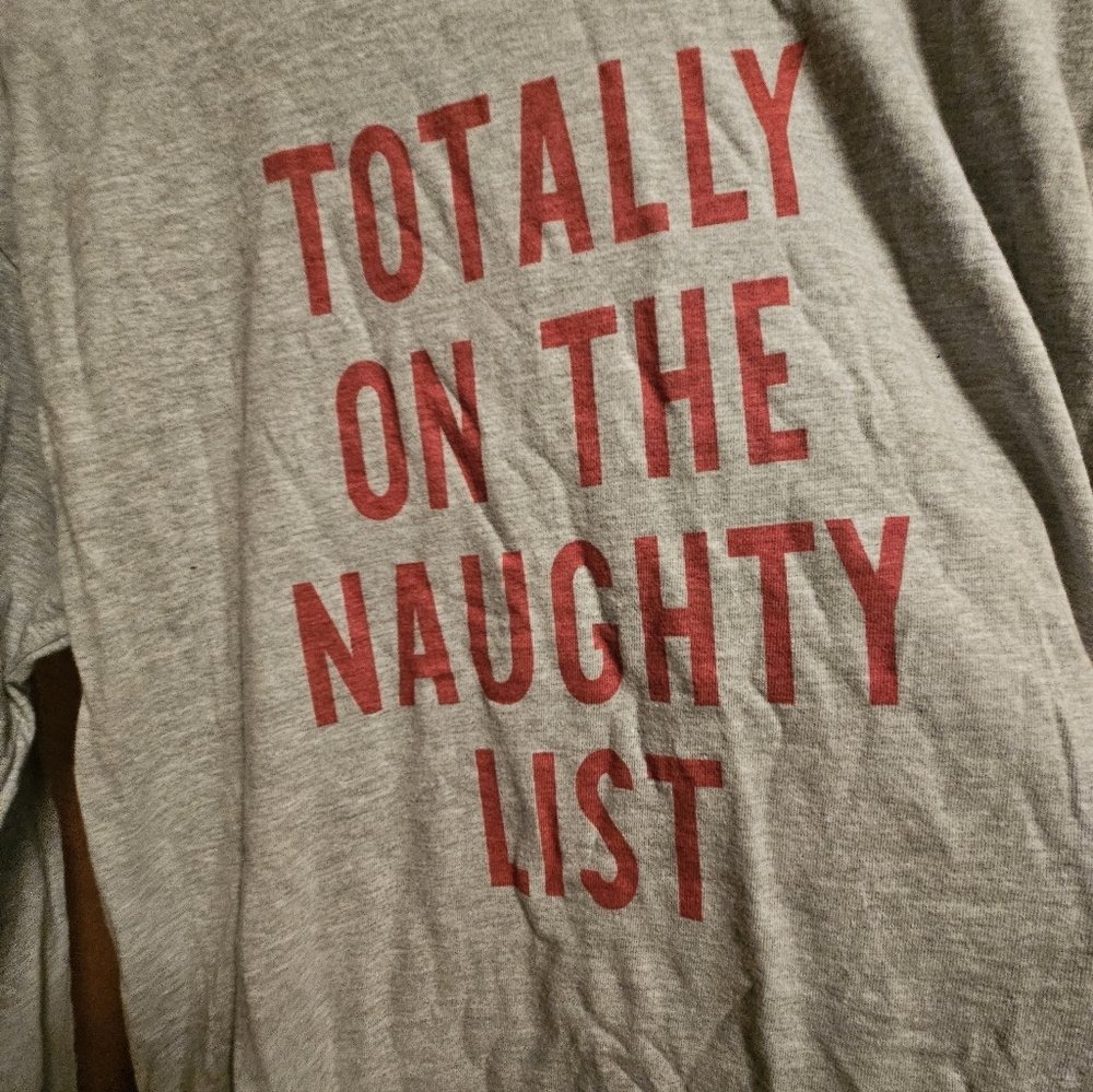 Gray Shirt with Red Text. Perfect for a holiday get-together. Size Medium